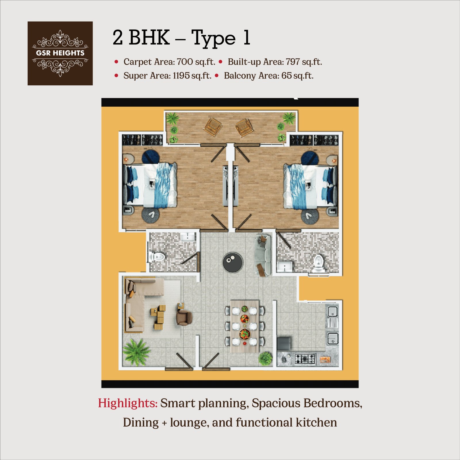 2BHK Plan 1