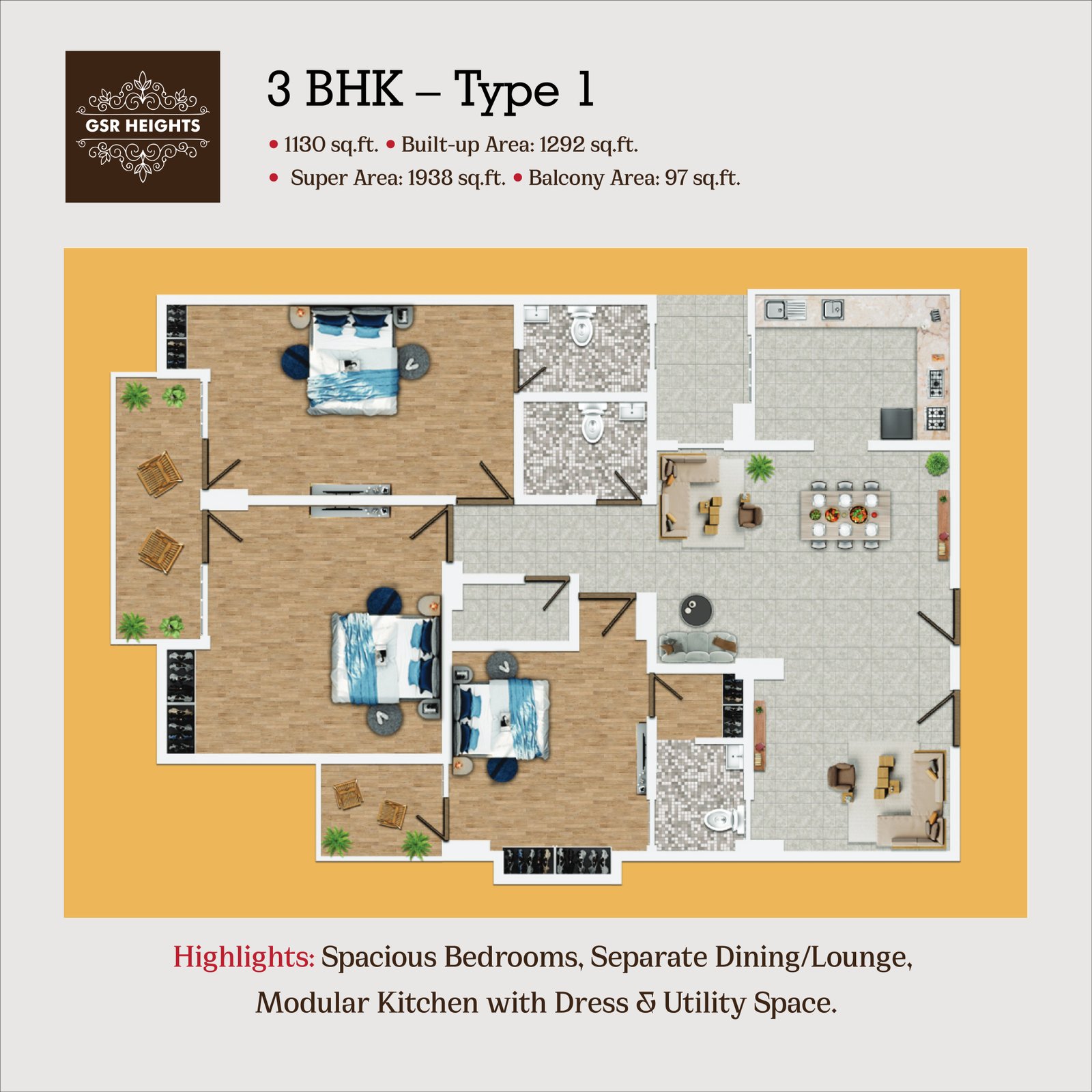 3BHK Plan 3