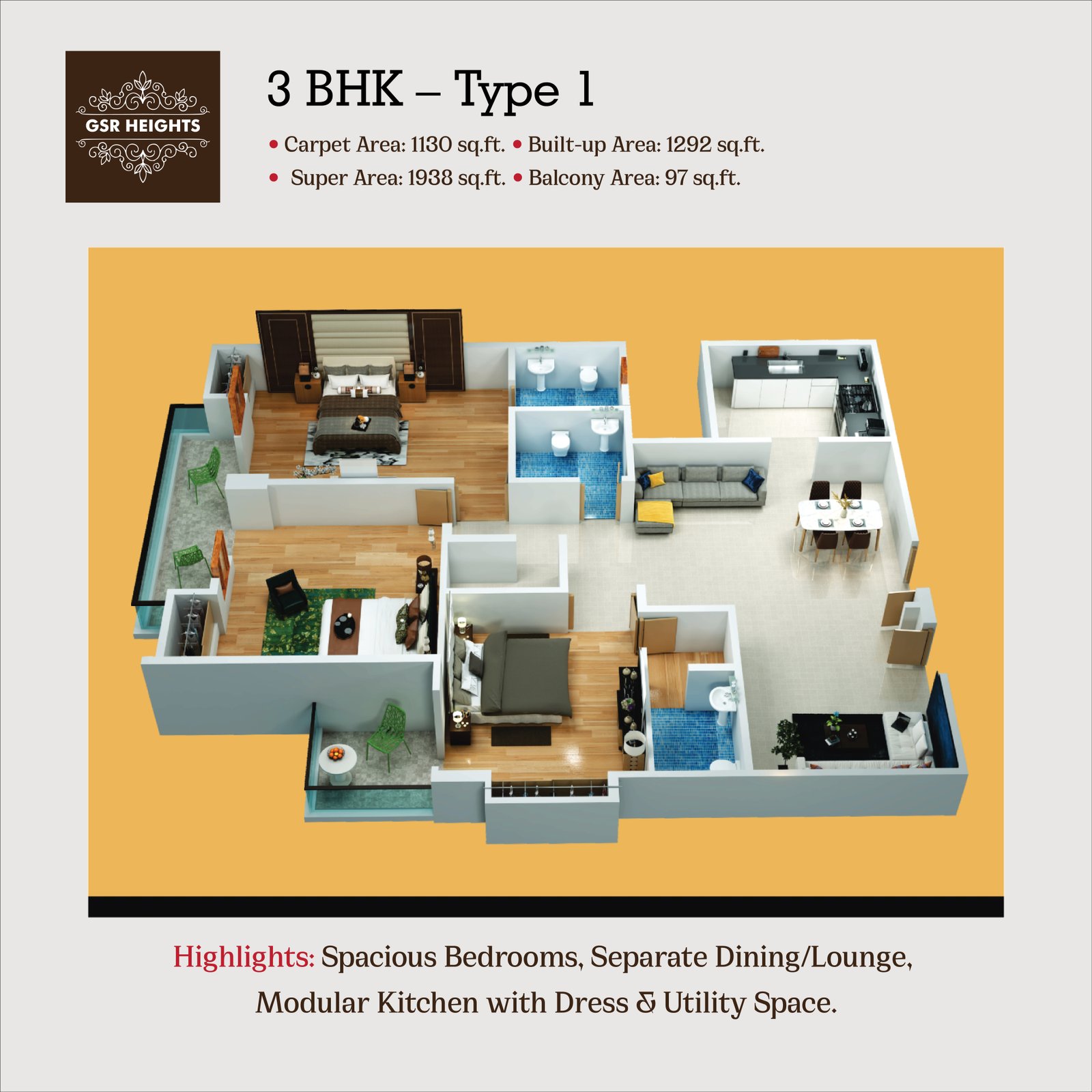 3BHK Plan 1